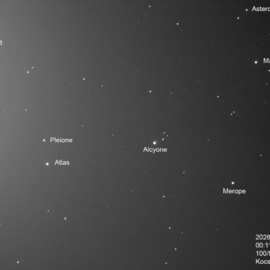 Hold M45 földfény - 00:11:06 UT, ISO 1600, 15 sec